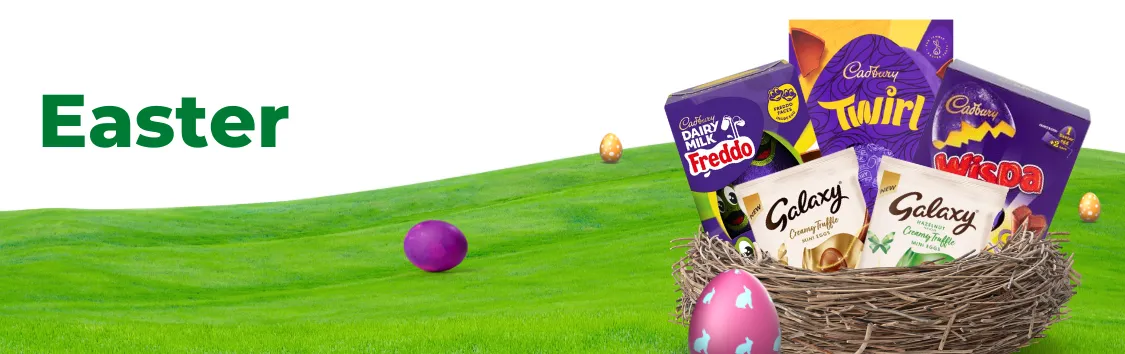 COLOURFUL EASTER EGGS & BUNNY
