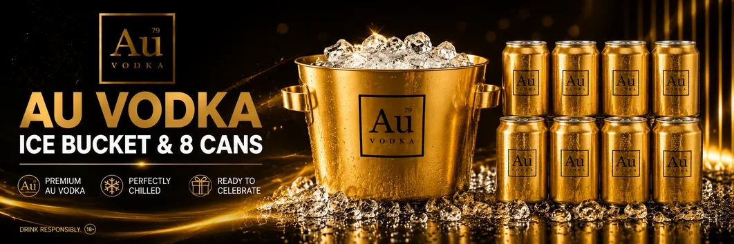 Au Ice Bucket and 8 Cans of Au