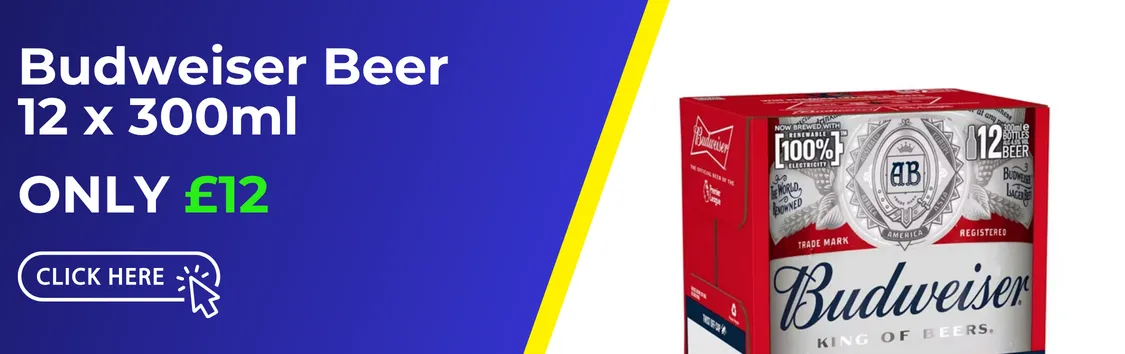 Budweiser Beer 12 x 300ml for £12