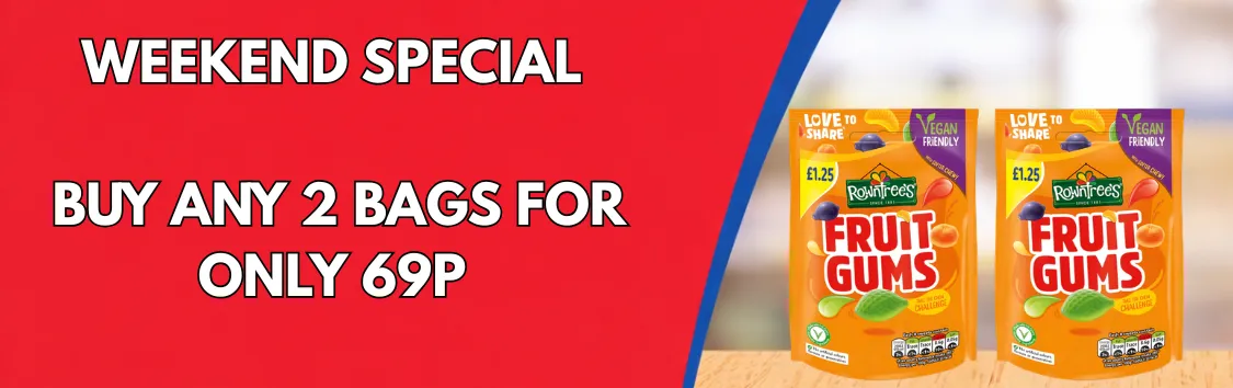 Fruit gums 2 for 69p 