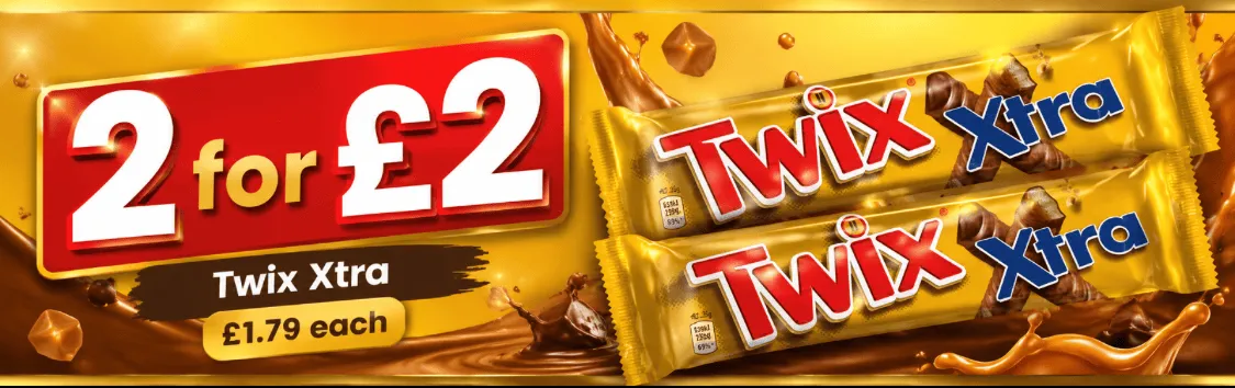 Twix Xtra Milk Chocolate Biscuit Twin Bars 75g