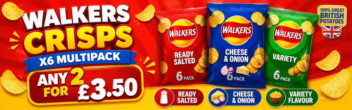 WALKERS 6 PACK 2 FOR £3.50
