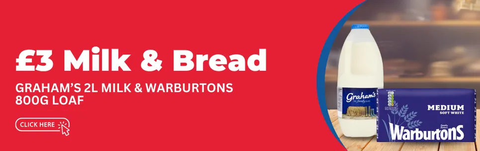2L Grahams Milk & Warburtons 800g Loaf £3
