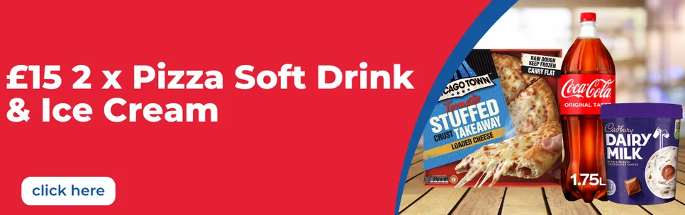 £15 2 x Pizza Soft Drink & Ice Cream