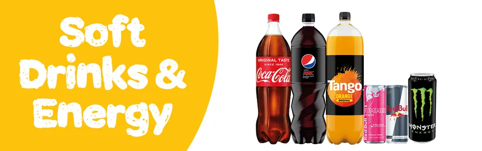 Soft & Energy Drinks, Mixers, Cordial, Milkshakes & Water