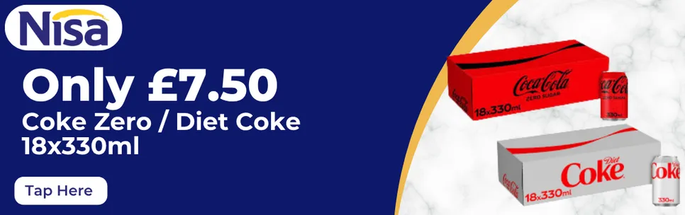 18 pack Coke Zero/Diet £7.50