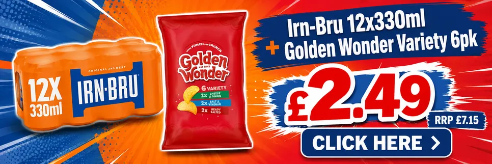£2.49 Irn Bru Original 12pk + Golden Wonder Variety 6pk