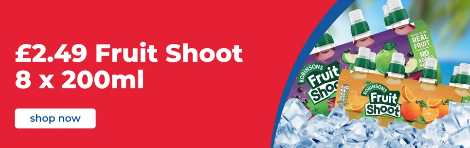 £2.49 Fruit Shoot  Apple and Blackcurrant/Orange  8 x 200ml