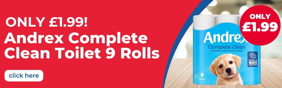 Andrex Complete Clean Toilet Rolls 9 Pack - £1.99
