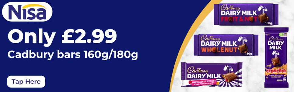 Cadbury bars 160g - 180g