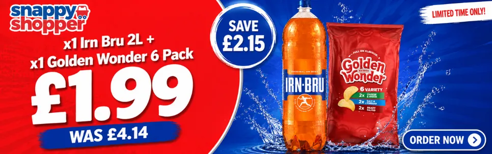 Irn Bru 2L + Golden Wonders 6 Pack £1.99