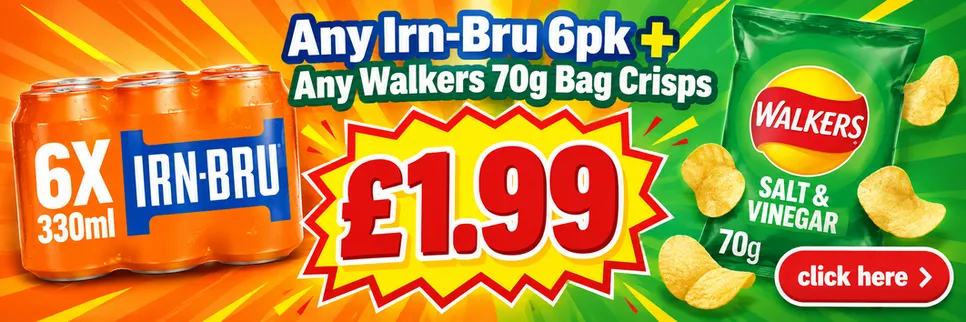 Irn Bru 6x330ml + Walkers Crisps 70g - £1.99