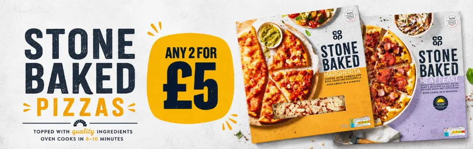 Stone Baked Pizzas 2 for £5 - 19/08-08/09 - CC/N