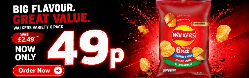 Walkers 6 pack Only 49p