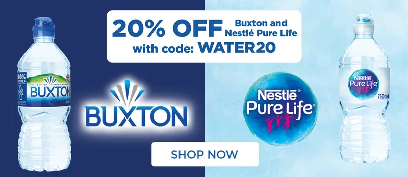 20% of Nestle Pure Life & Buxton Water