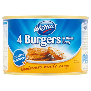 Westlers 4 Burgers in Onion Gravy 425g [GROCERY TIN]