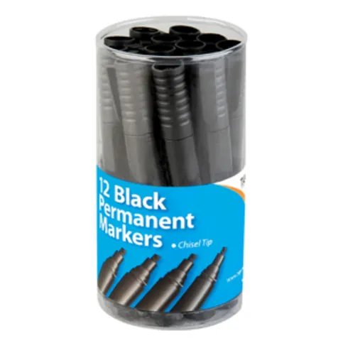 Chisel Tip 4mm Perm Markers Tub Black