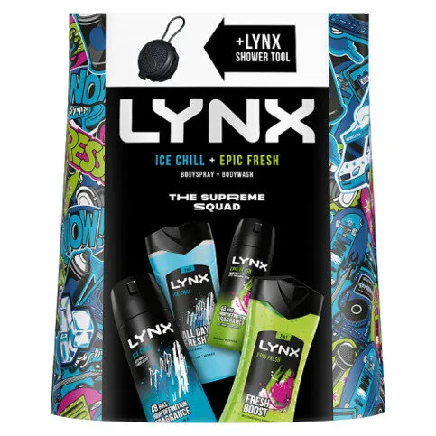 Multi Branded LYNX Deodorant Gift Set Ice Chill & Epic Fresh The Supreme Squad 4 piece 