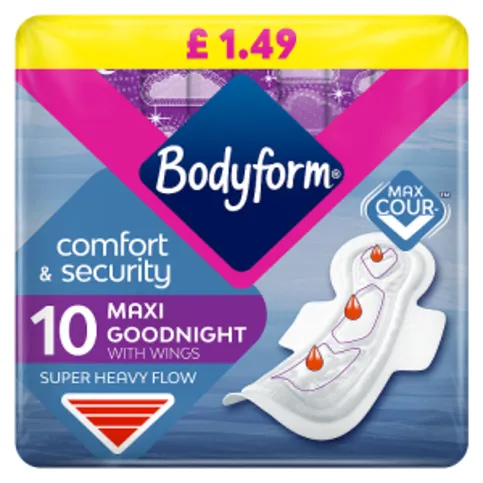 Bodyform Maxi Night Sanitary Towels Wings 10 Pack