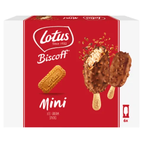 Lotus Biscoff Mini Ice Cream Sticks 6 x 60ml (360ml)