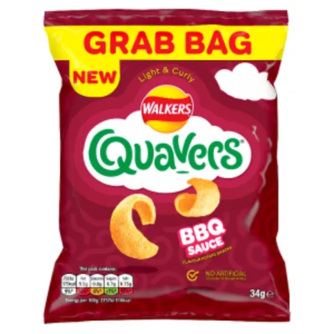 Walkers Quavers BBQ Sauce Snacks Crisps 34g