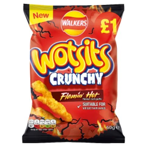 Walkers Wotsits Crunchy Flamin' Hot Snacks 60g