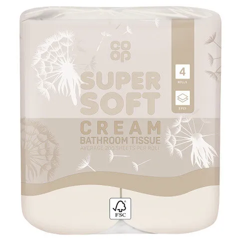 Co-op Super Soft Cream Bathroom Tissue 4 Rolls