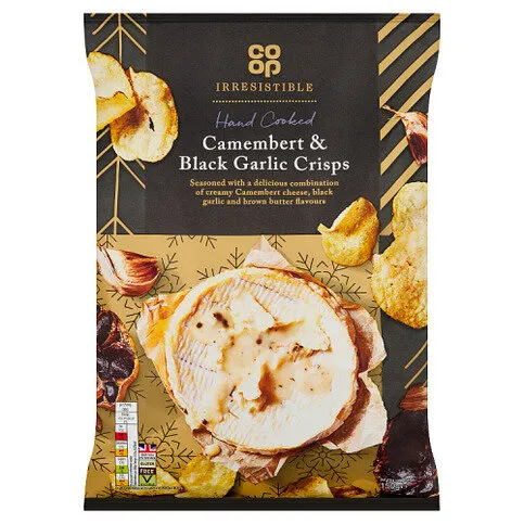 Co-op Irresistible Hand Cooked Camembert & Black Garlic Crisps 150g