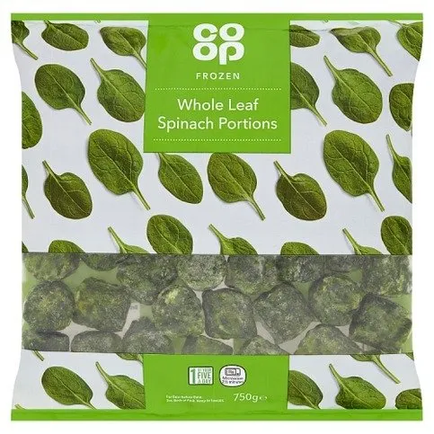Co Op Whole Leaf Spinach Portions 750g