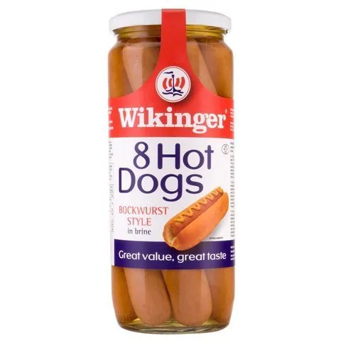 Wikinger 8 Hot Dogs Bockwurst Style in Brine Jar 1030g