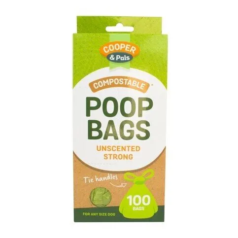 Green Unscented Degradable Tie Handle Poo Bag 100 Pack