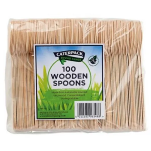 Caterpack Enviro Wooden Spoons 100 Pack