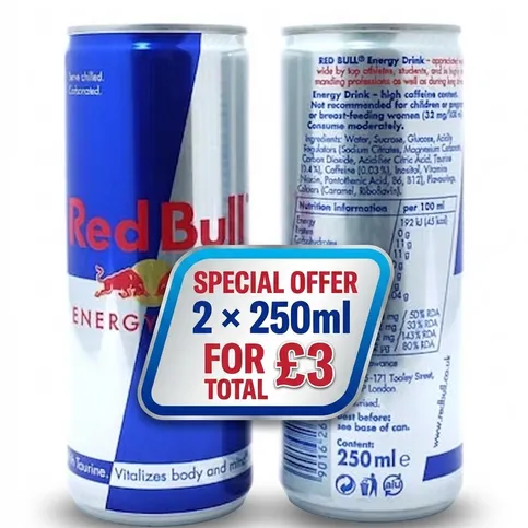 2 × 250ml red bull for £3