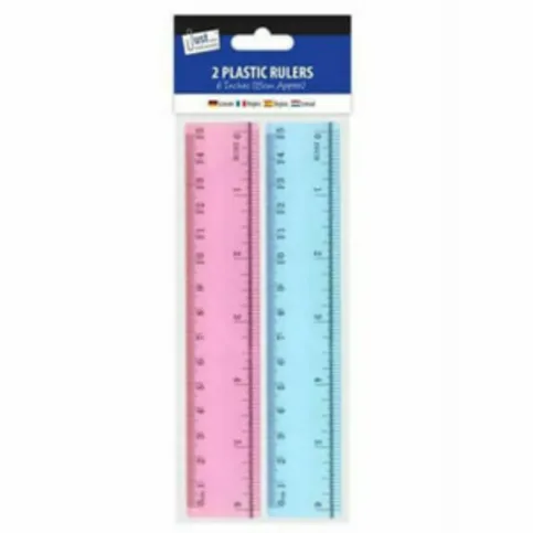 Plastic Rulers 6 Inches / 15cm, 2 Pack