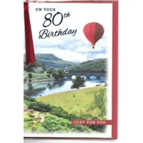 80th Birthday Card With A Hot Air Balloon