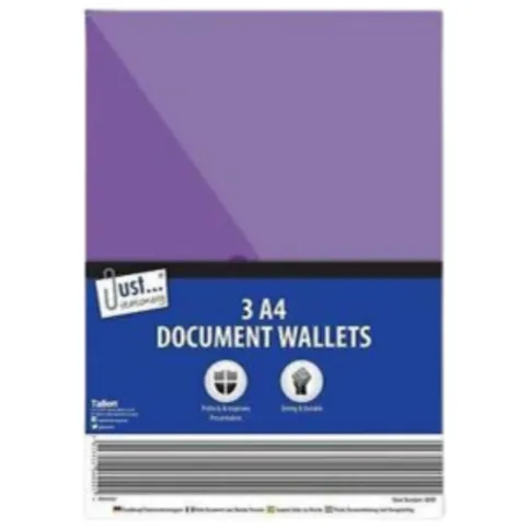 A4 Poly File Wallets Stud 3 pack