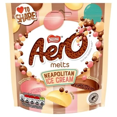 Aero Melts Chocolate Neapolitan Ice Cream Sharing Bag 86g