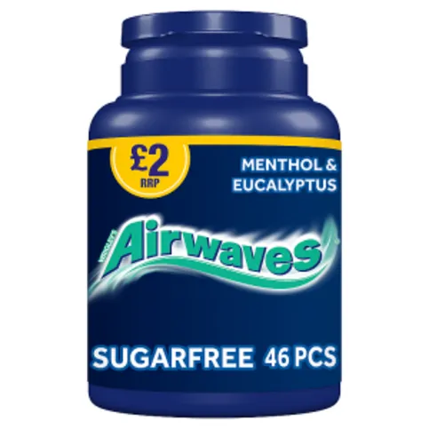 Airwaves Menthol & Eucalyptus Sugarfree Chewing Gum Bottle 46 Pieces