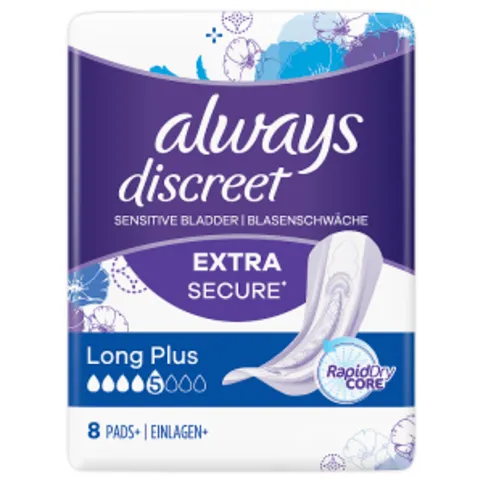Always Discreet Incontinence Pads Plus Women Long Plus x8
