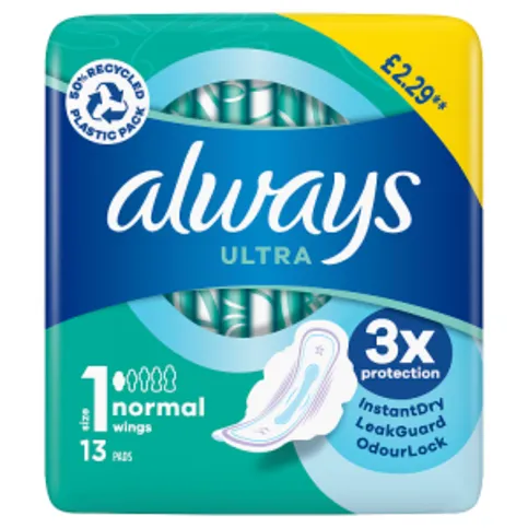 Always Ultra Sanitary Towels Normal (Size 1) Wings 13 Pads
