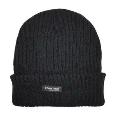 Adults Knitted Ribbed Insulated Beanie Hat