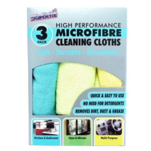 Sta-brite High Performance Microfibre Cleaning Cloths 3 Pack