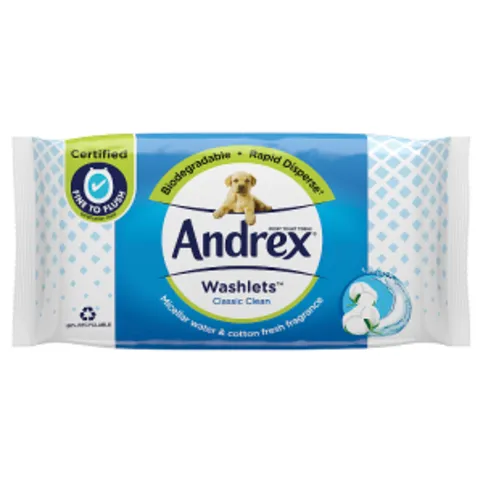 Andrex Classic Clean Washlets Single Pack 36 Sheets