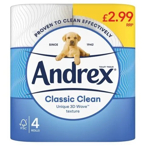ANDREX CLASSIC CLEAN 4 ROLL PM£2.99