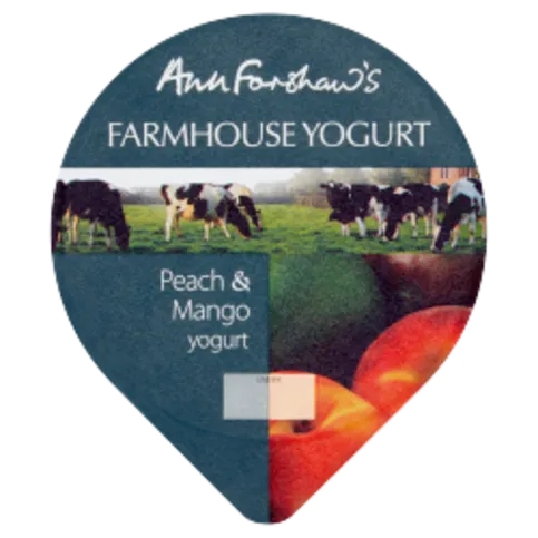 CHILLED: ANN FORSHAWS FARMHOUSE YOGURT PEACH & MANGO 140G