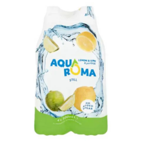 Aqua Roma Water Lemon & Lime Flavoured Water 500ml 4 Pack