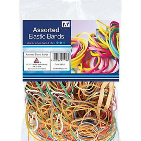 Assorted Colour Bag Elastic Rubber Bands 60g
