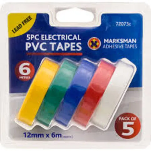 Assorted 12mm Pvc Electrical Tape 5 Pk
