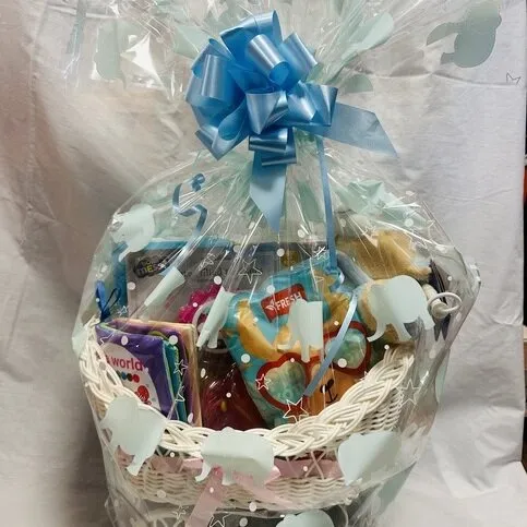 Baby Boy Pram Wicker Hamper (products may vary inside)