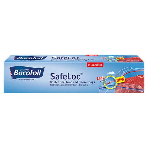 Bacofoil® SafeLoc® Double-Seal Food and Freezer Bags 15 Medium